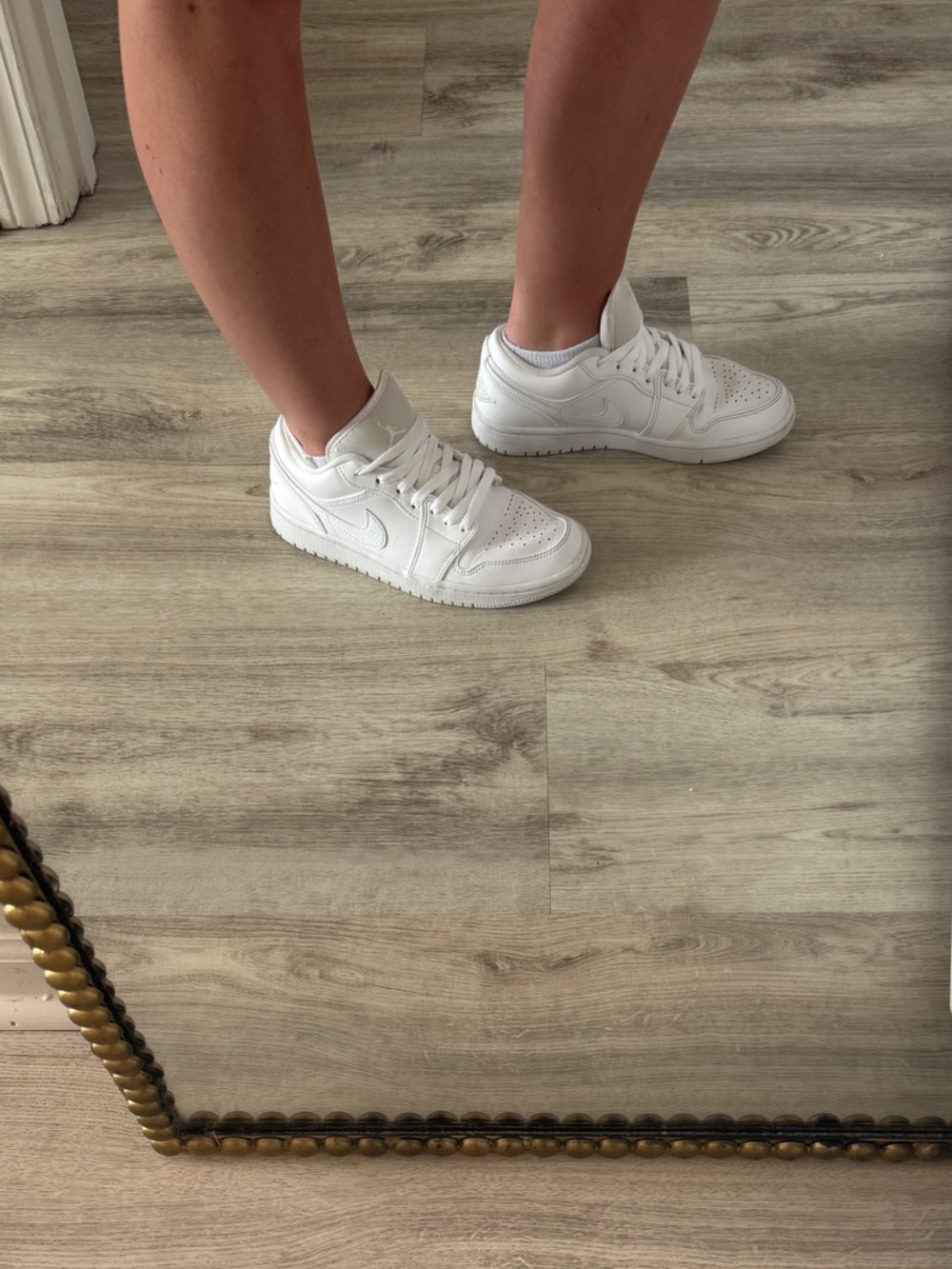 Air Jordan 1 Low Triple White Leather Sneakers - Picture 8 of 8